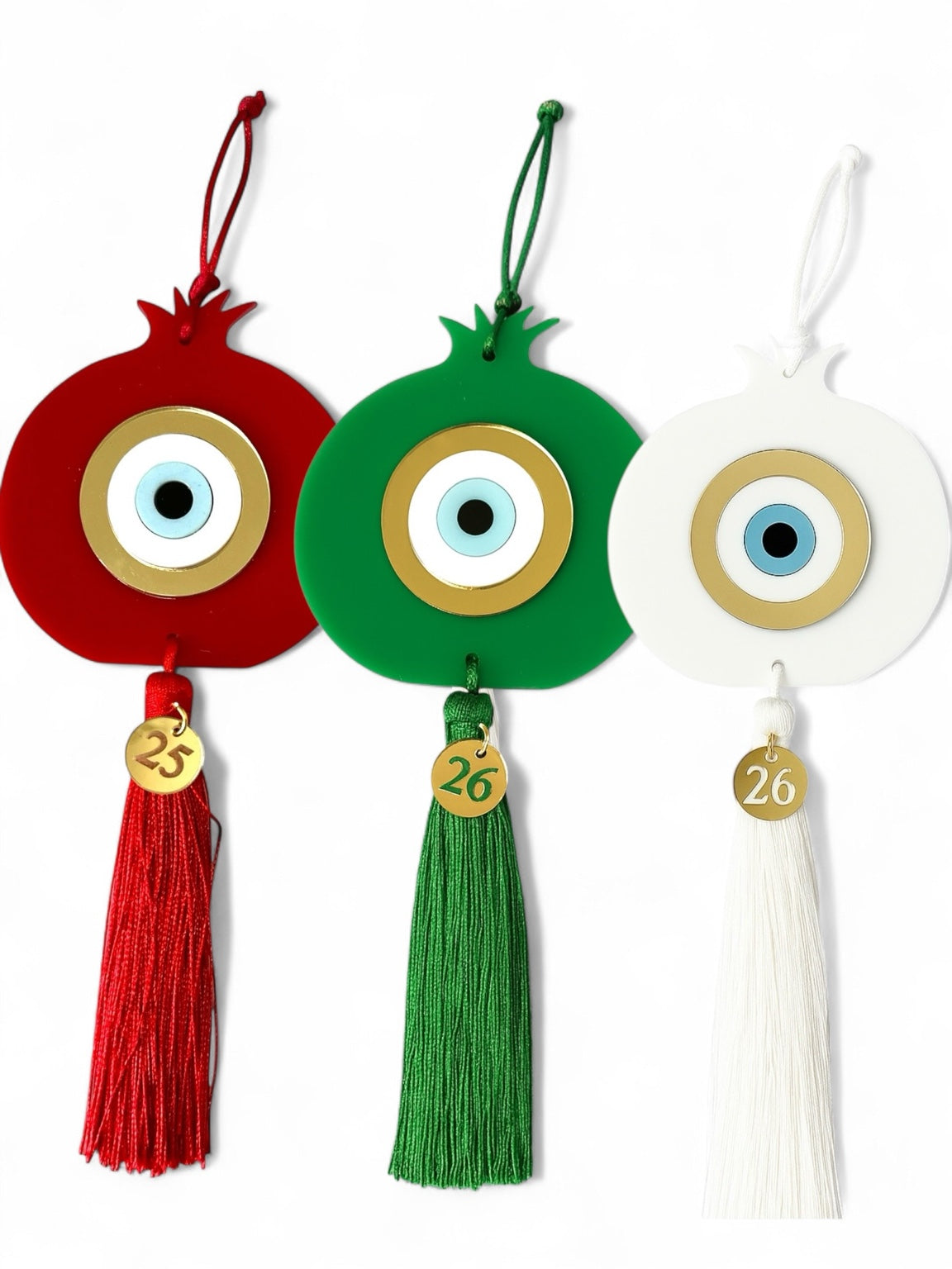 Γούρι ρόδι με μάτι και φούντα σε κόκκινο, πράσινο, λευκό και άλλα χρώματα – So Cute by Dimi