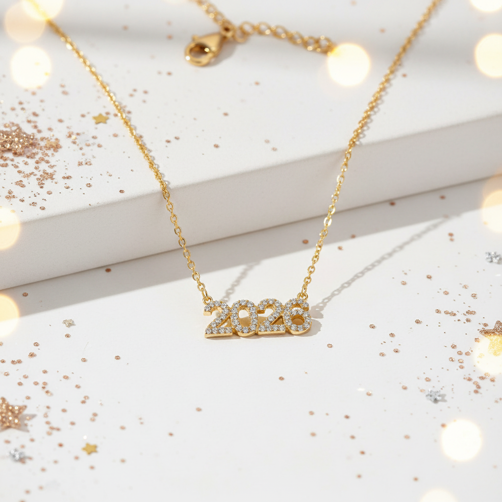 Κολιέ γούρι 2026 από ατσάλι με ζιργκόν – διαθέσιμο σε χρυσό και ασημί So Cute by Dimi