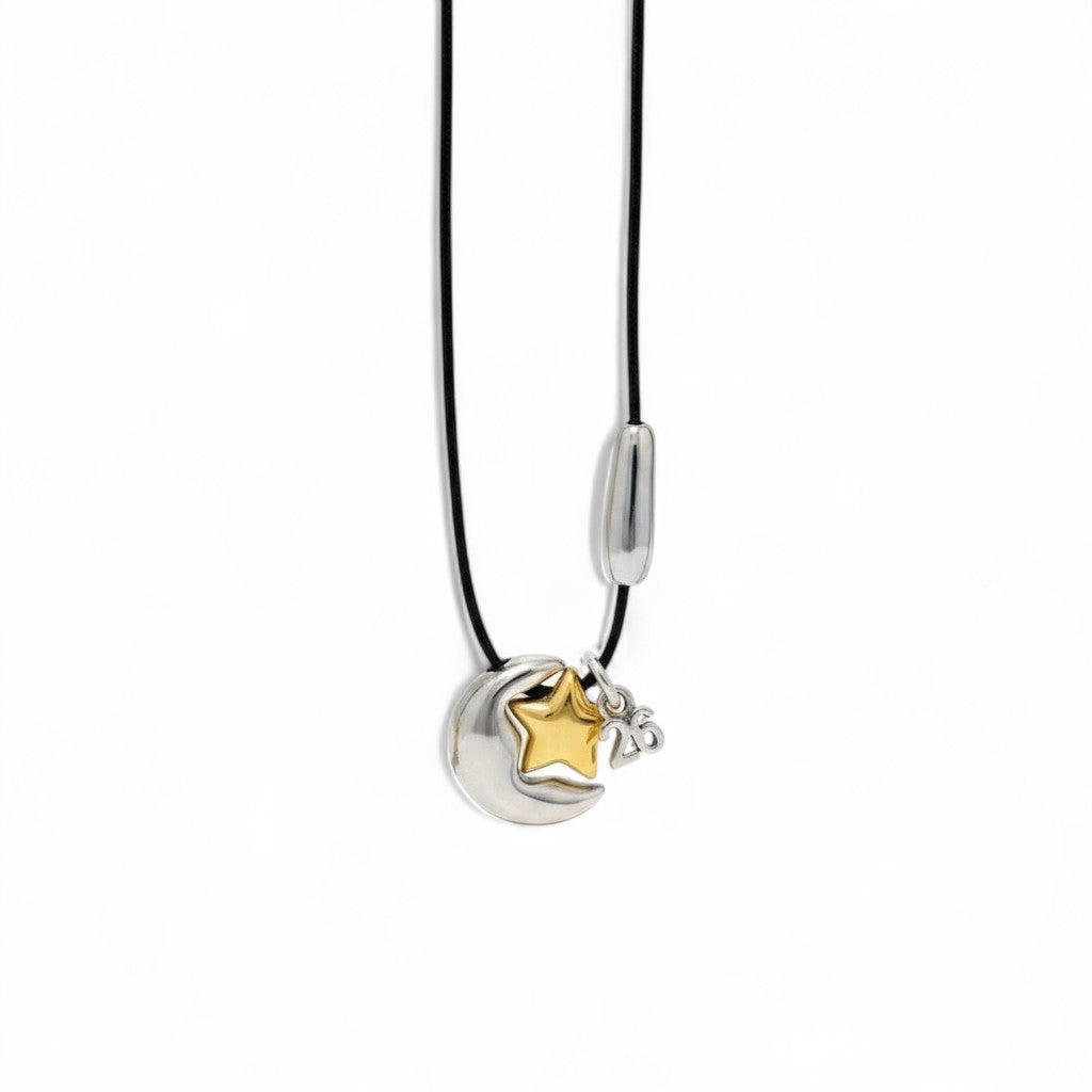 🌙⭐ Ατσάλινο Κολιέ Γούρι "Moon & Star" - So Cute by Dimi