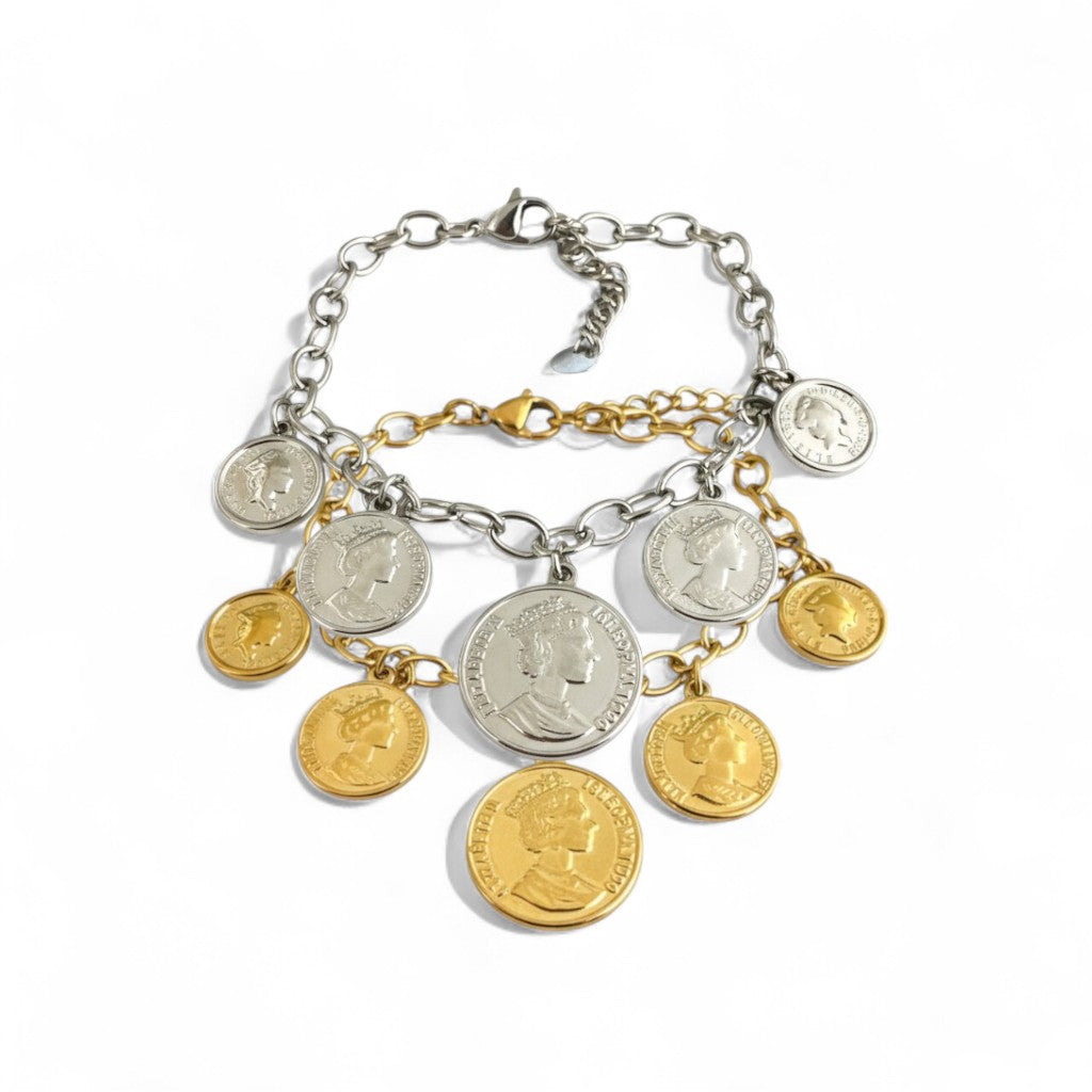 Βραχιόλι “Royal Coins” – Ατσάλινο με νομίσματα σε χρυσό ή ασημί | So Cute by Dimi