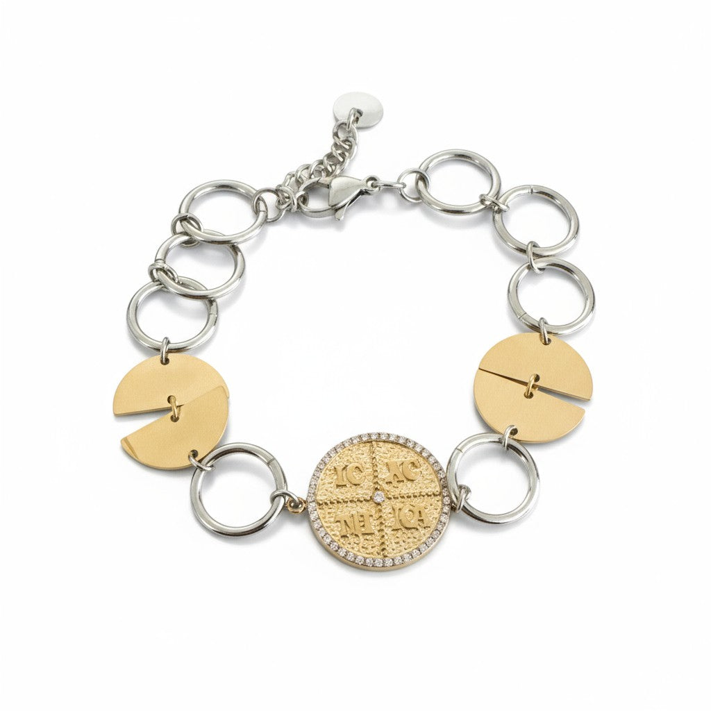 Ατσάλινο βραχιόλι με κωνσταντινάτο και ζιργκόν So Cute by Dimi