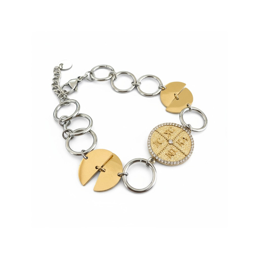 Ατσάλινο βραχιόλι με κωνσταντινάτο και ζιργκόν So Cute by Dimi