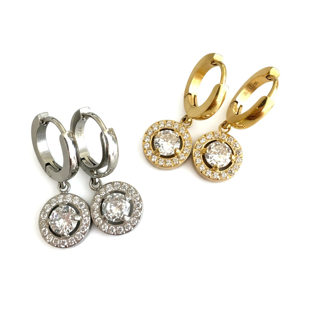 Ατσάλινα Σκουλαρίκια με Κρικάκι & Ζιργκόν | So Cute by Dimi