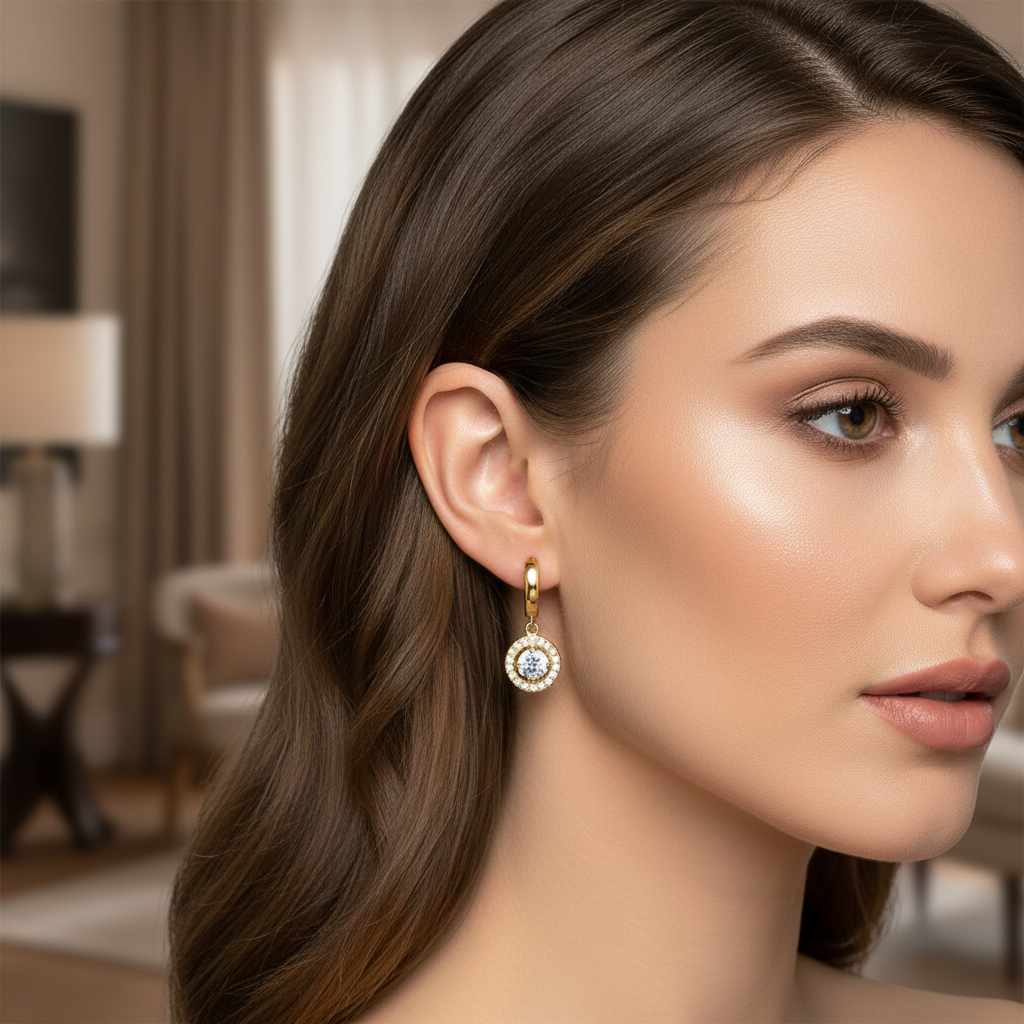 Ατσάλινα Σκουλαρίκια με Κρικάκι & Ζιργκόν | So Cute by Dimi