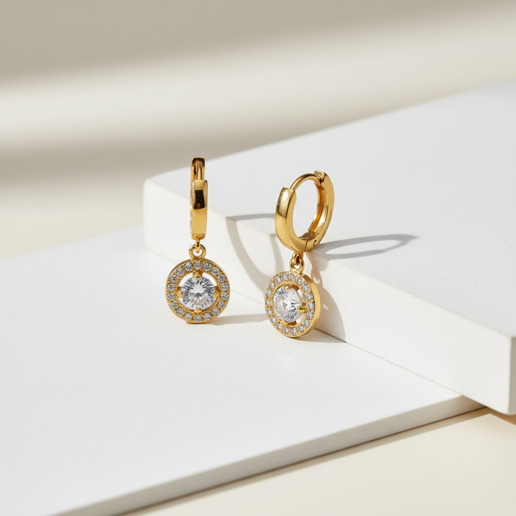 Ατσάλινα Σκουλαρίκια με Κρικάκι & Ζιργκόν | So Cute by Dimi