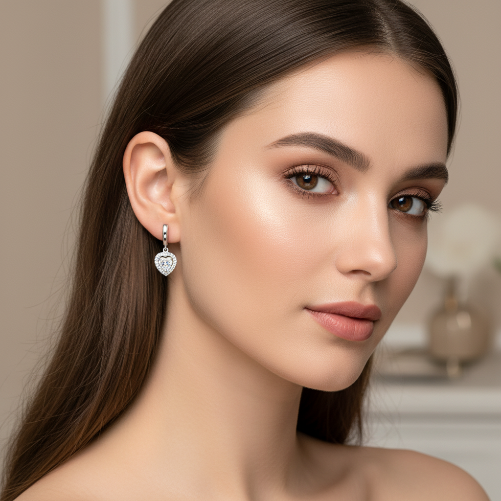 Amor Earrings – Ατσάλινα σκουλαρίκια με κρικάκι και καρδιά με ζιργκόν σε χρυσό και ασημί | So Cute by Dimi