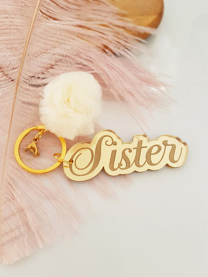 Μπρελόκ καθρέφτης με πον πον (μαμά, νονά, θεία, γιαγιά, sister, teacher, όνομα) - So Cute by Dimi