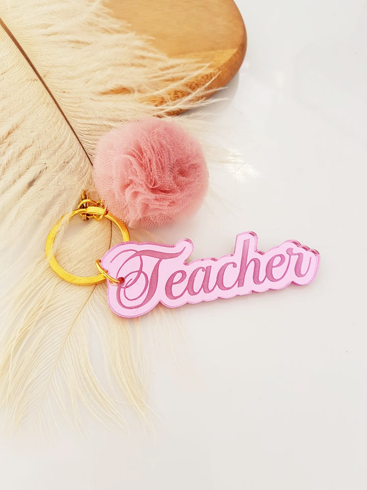 Μπρελόκ καθρέφτης με πον πον (μαμά, νονά, θεία, γιαγιά, sister, teacher, όνομα) - So Cute by Dimi