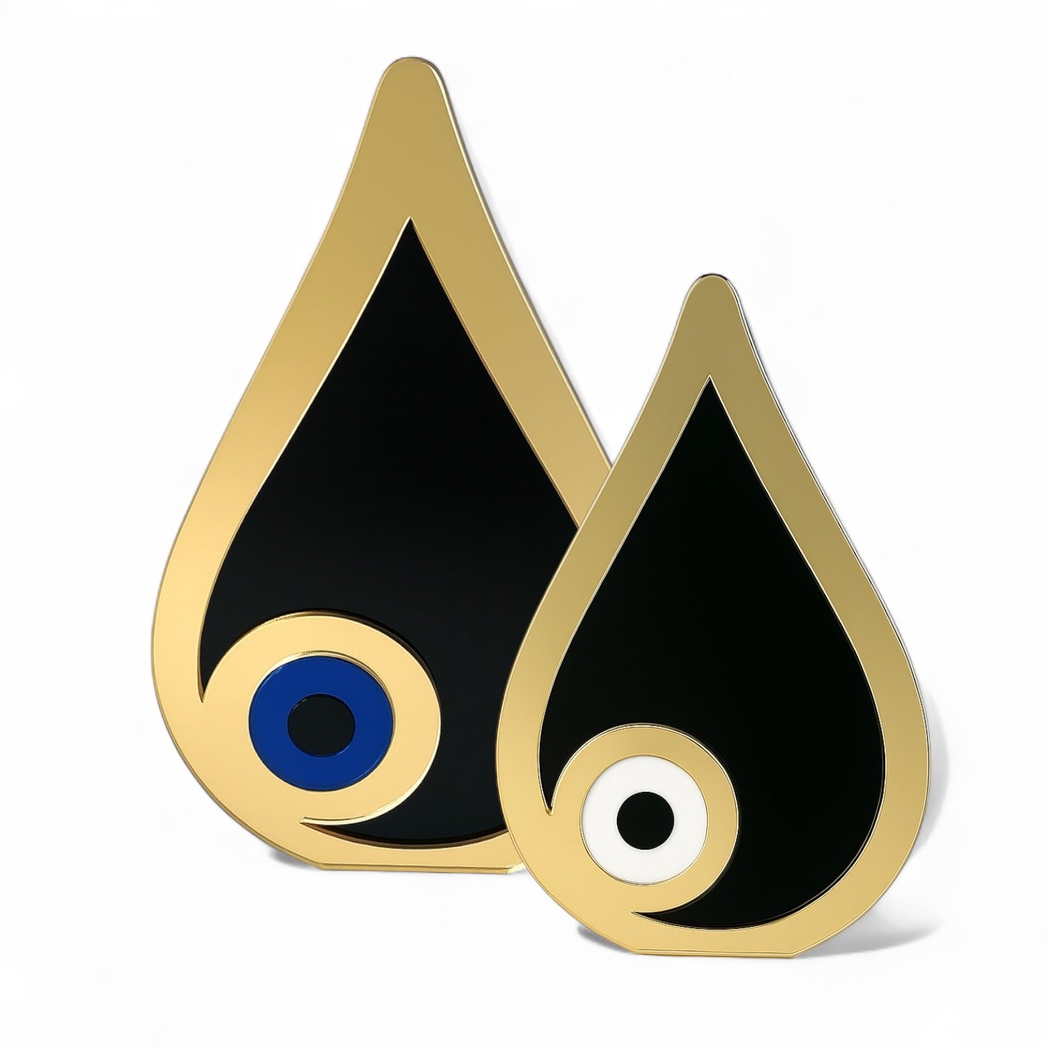 Χειροποίητο γούρι μάτι δάκρυ plexiglass καθρέφτη χρυσό & ασημί με λευκό ή μπλε μάτι – So Cute by Dimi