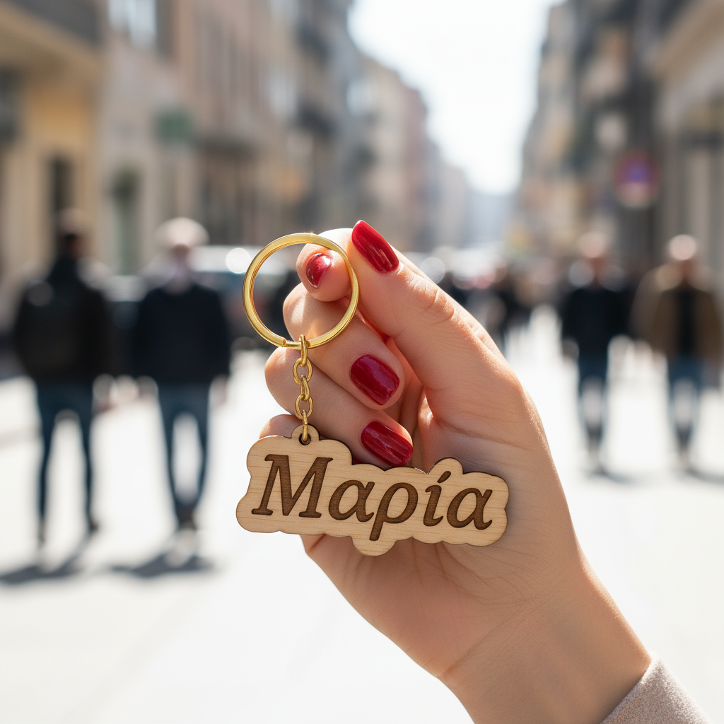 Ξύλινο μπρελόκ με χάραξη ονόματος – So Cute by Dimi