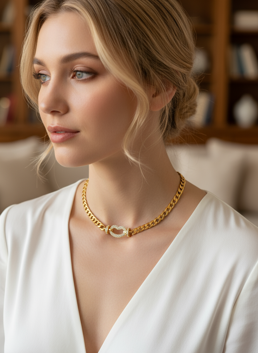 Choker με μοτίφ χείλη με ζιργκόν από ατσάλι – So Cute by Dimi