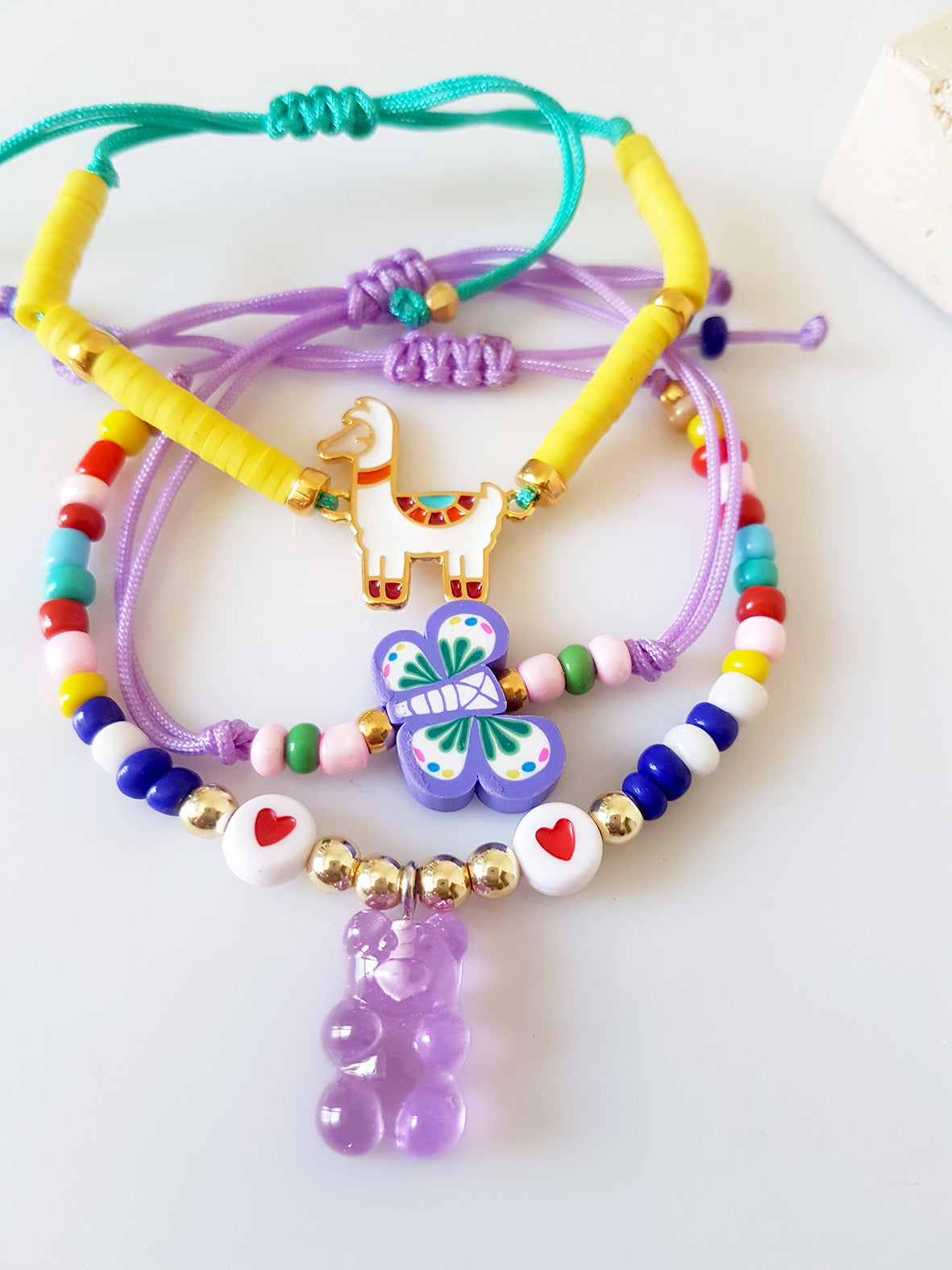 Παιδικό βραχιόλι με πολύχρωμες χάντρες και αρκουδάκι - So Cute by Dimi