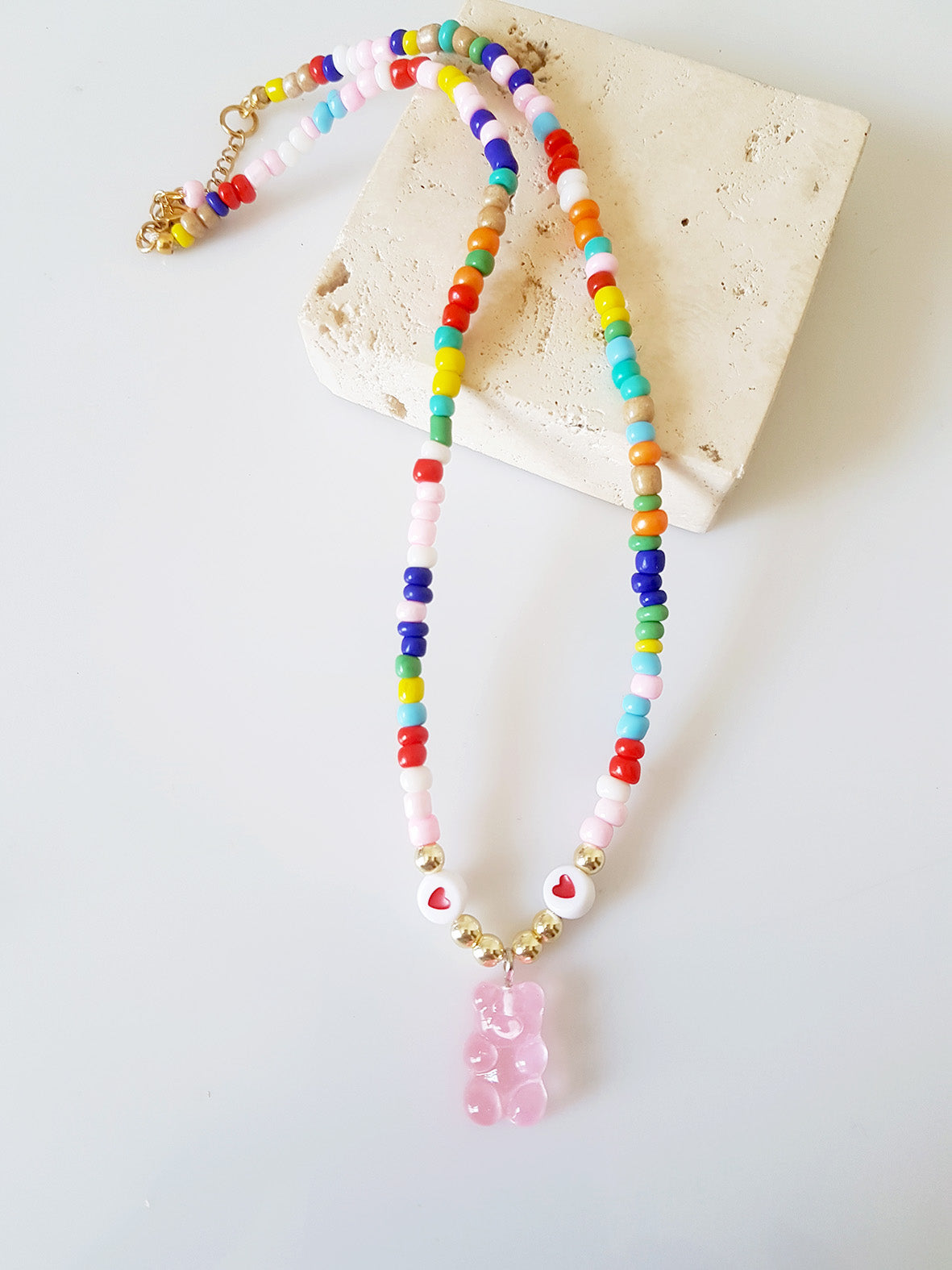 Παιδικό κολιέ με πολύχρωμες χάντρες και αρκουδάκι - So Cute by Dimi