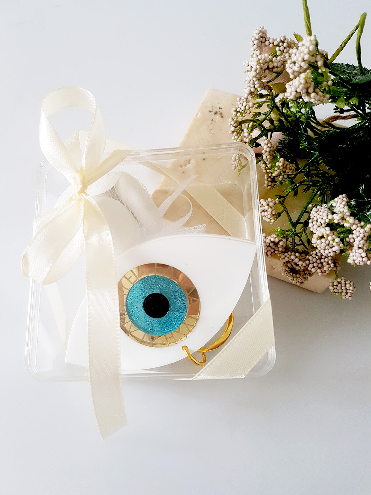 Mπομπονιέρα σε κουτάκι με keychain μάτι - So Cute by Dimi