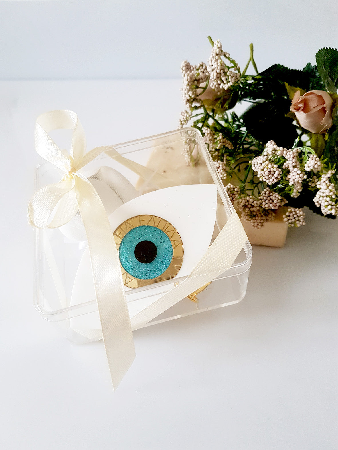 Mπομπονιέρα σε κουτάκι με keychain μάτι - So Cute by Dimi