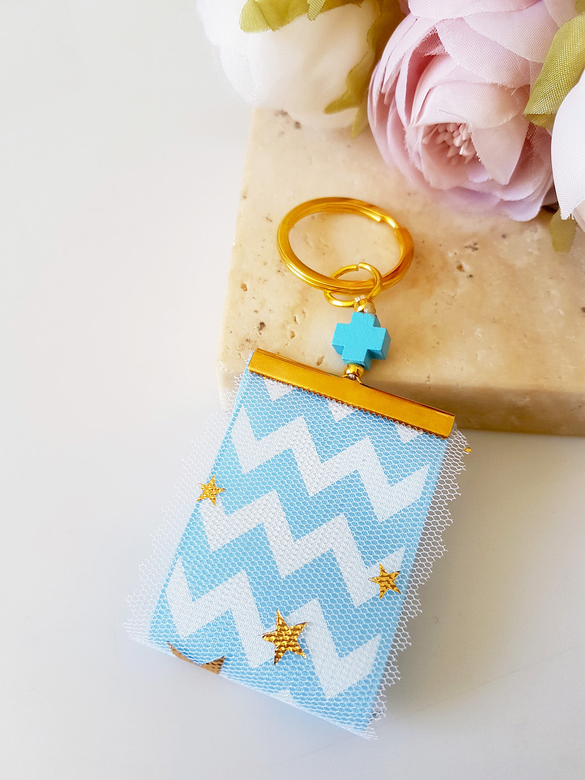 Μαρτυρικό μπρελόκ με σταυρό και κορδέλα, σε συσκευασία 50 τεμαχίων - So Cute by Dimi