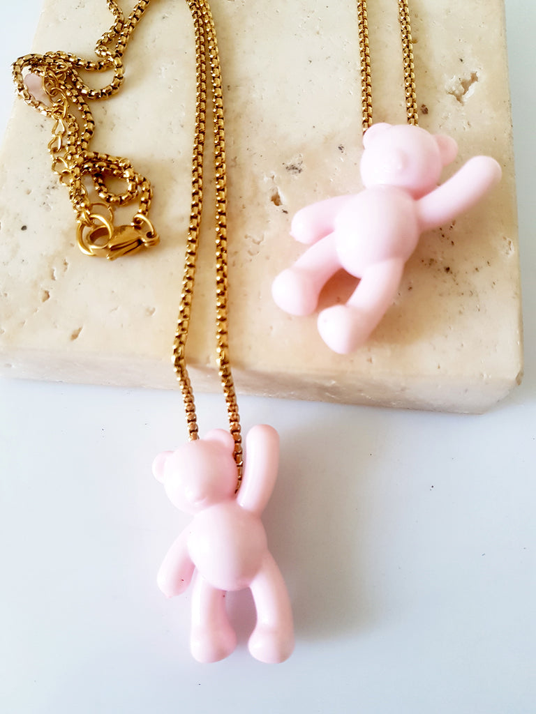 Pink Teddy Bear necklace - So Cute by Dimi