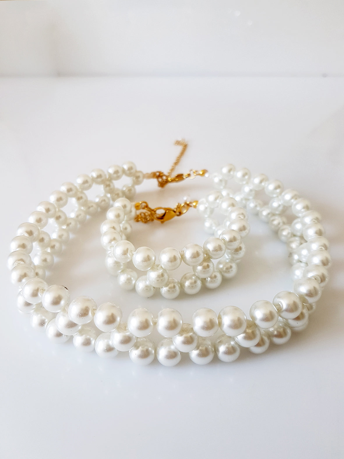 Φαρδύ τσόκερ και βραχιόλι με πέρλες - So Cute by Dimi