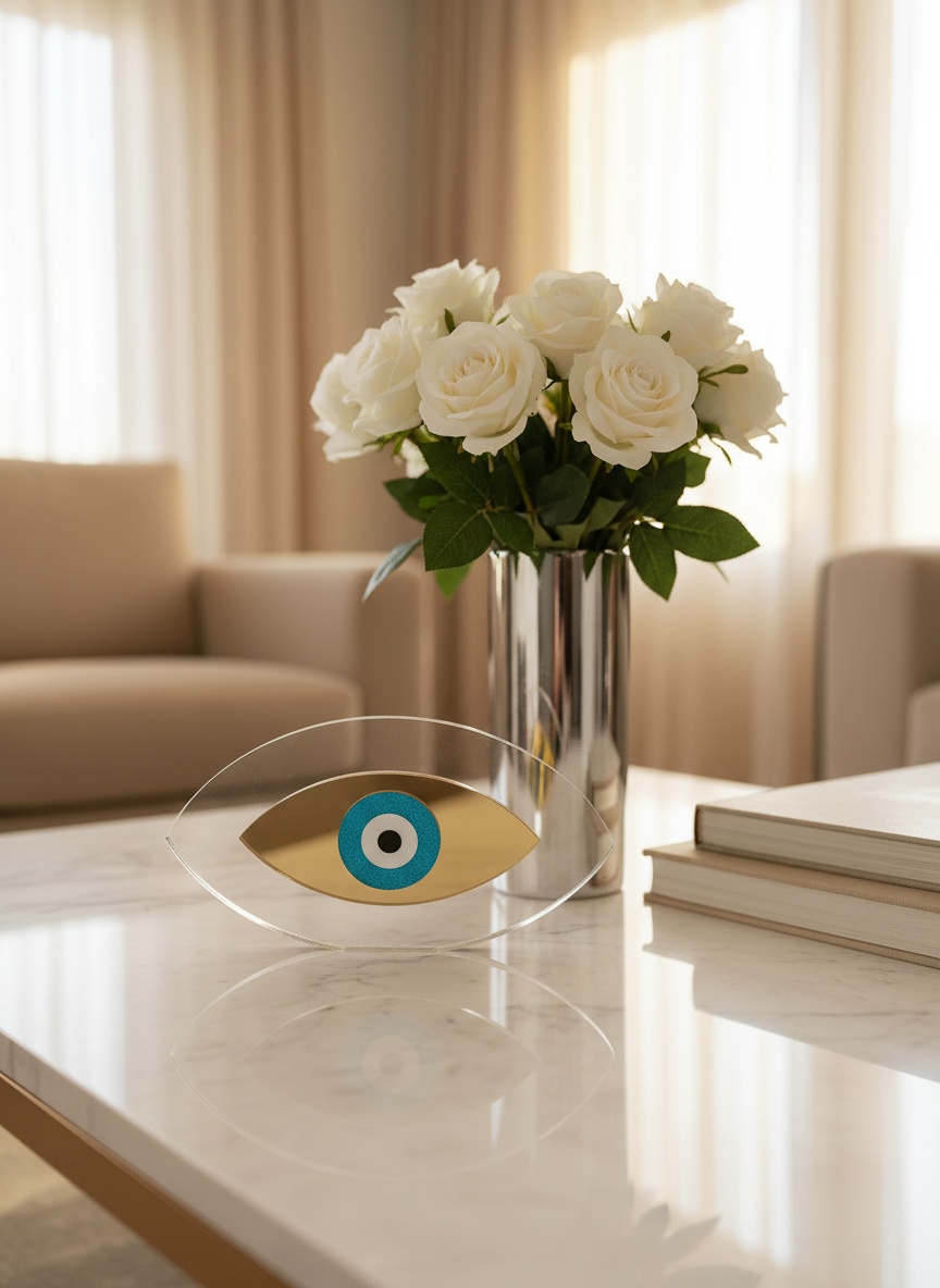 Επιτραπέζιο οβάλ γούρι μάτι από πλεξιγκλάς σε βάση, σε διάφορους χρωματικούς συνδυασμούς – So Cute by Dimi»