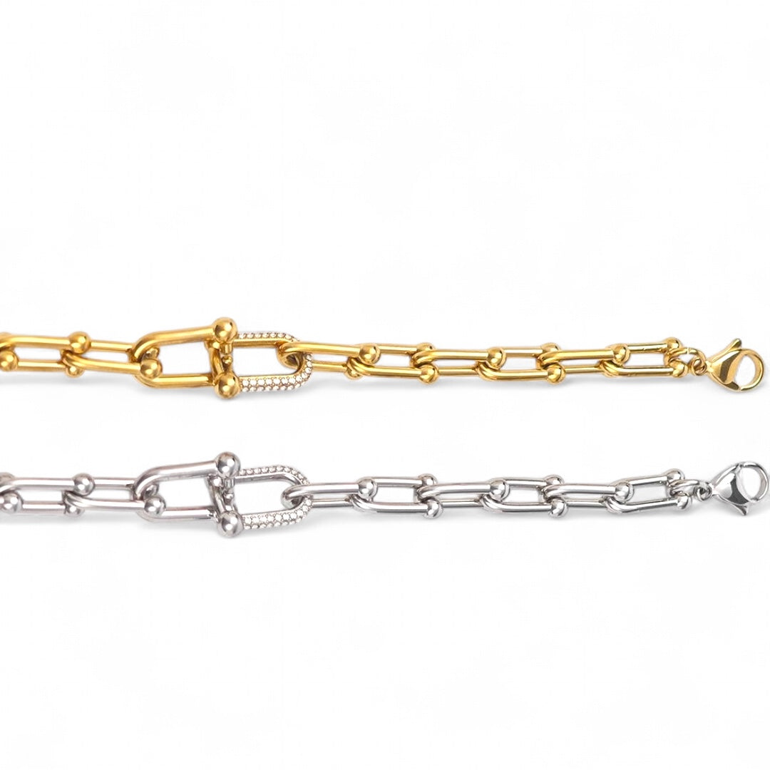 ⚡🚚 Βραχιόλι “Link Luxe” με Αλυσίδα & Ζιργκόν - So Cute by Dimi