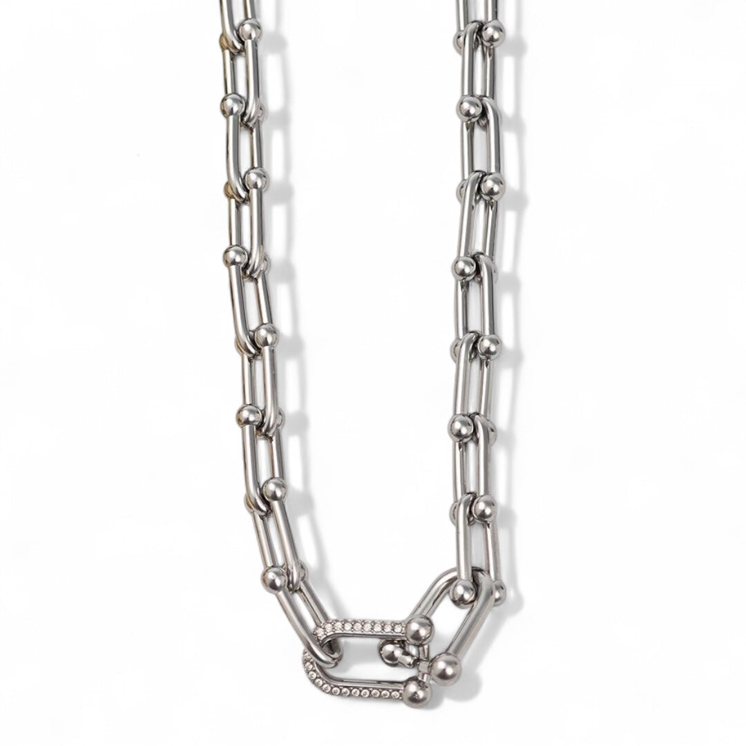 ⚡🚚 Κολιέ “Power Lock” με Αλυσίδα & Ζιργκόν - So Cute by Dimi