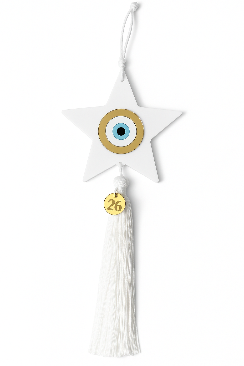 ⭐ Κρεμαστό Γούρι Αστέρι με Μάτι & Φούντα – 2026 - So Cute by Dimi