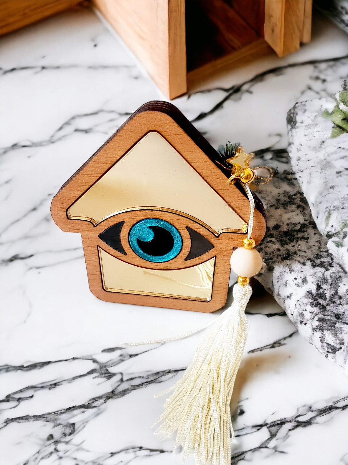 Επιτραπέζιο γούρι Σπιτάκι με μάτι και φούντα - So Cute by Dimi