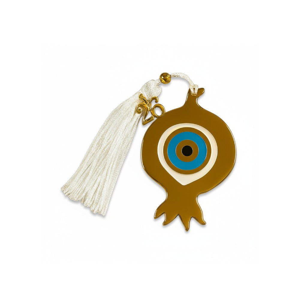 Χειροποίητο γούρι ρόδι με μάτι, φούντα και charm, So Cute by DImi