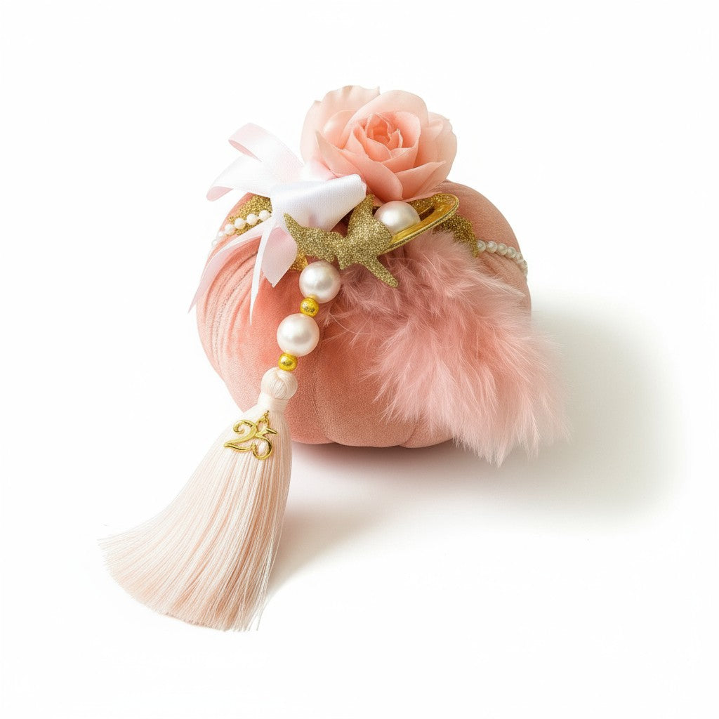 Χειροποίητο γούρι μεγάλη βελούδινη κολοκύθα με πλούσιο στολισμό So Cute by Dimi