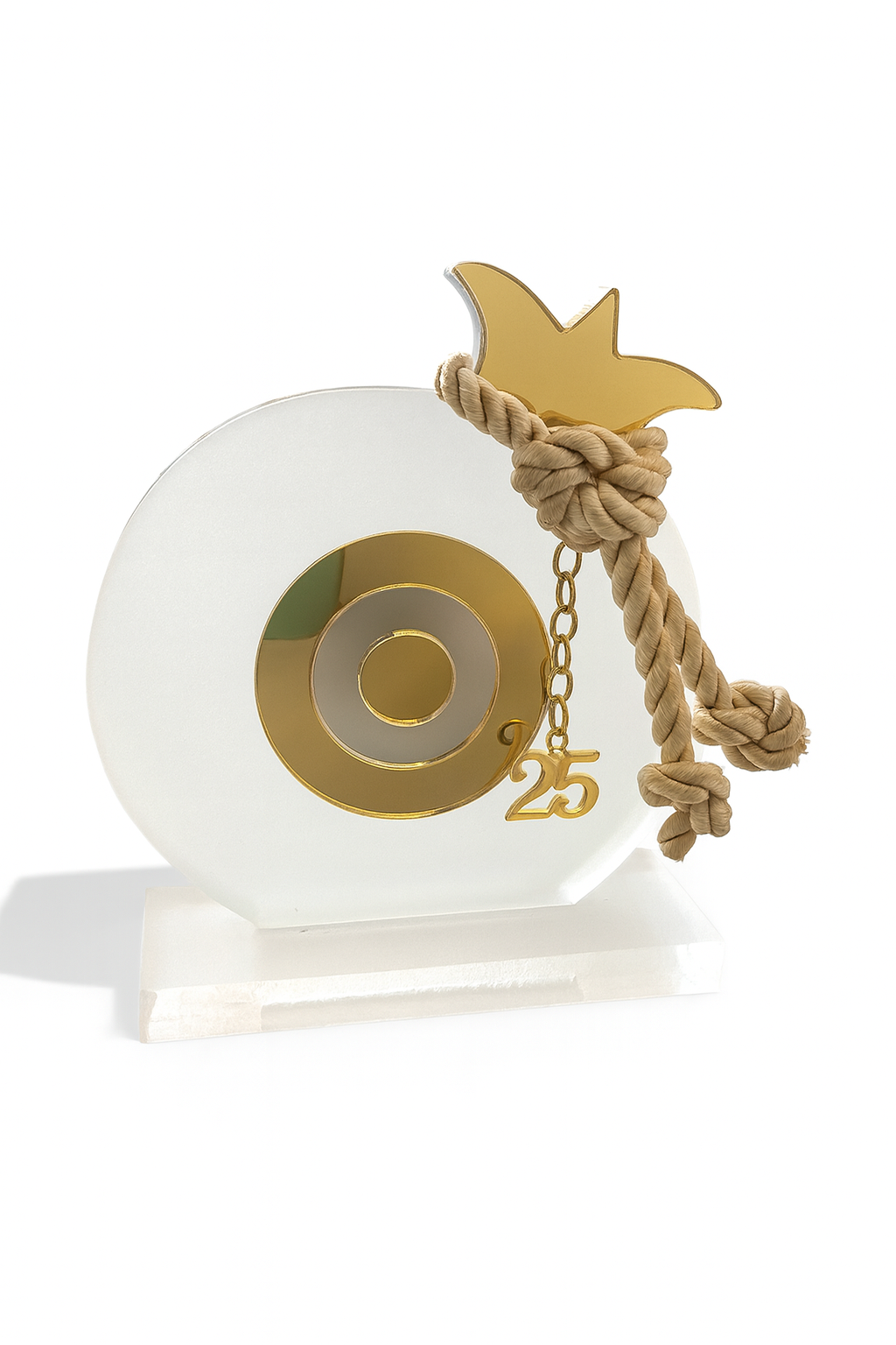 Χειροποίητο γούρι ρόδι plexiglass με μάτι και λεπτομέρειες χρυσό/ασημί – So Cute by Dimi