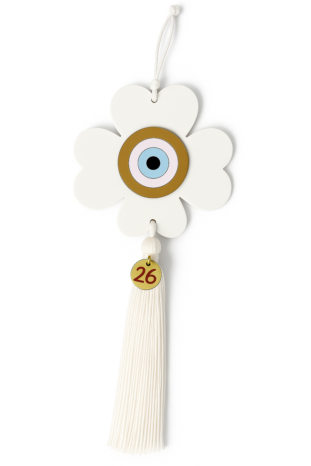 Γούρι 2026 τετράφυλλο plexiglass με μάτι & φούντα – διαθέσιμο σε πολλά χρώματα So Cute by DImi