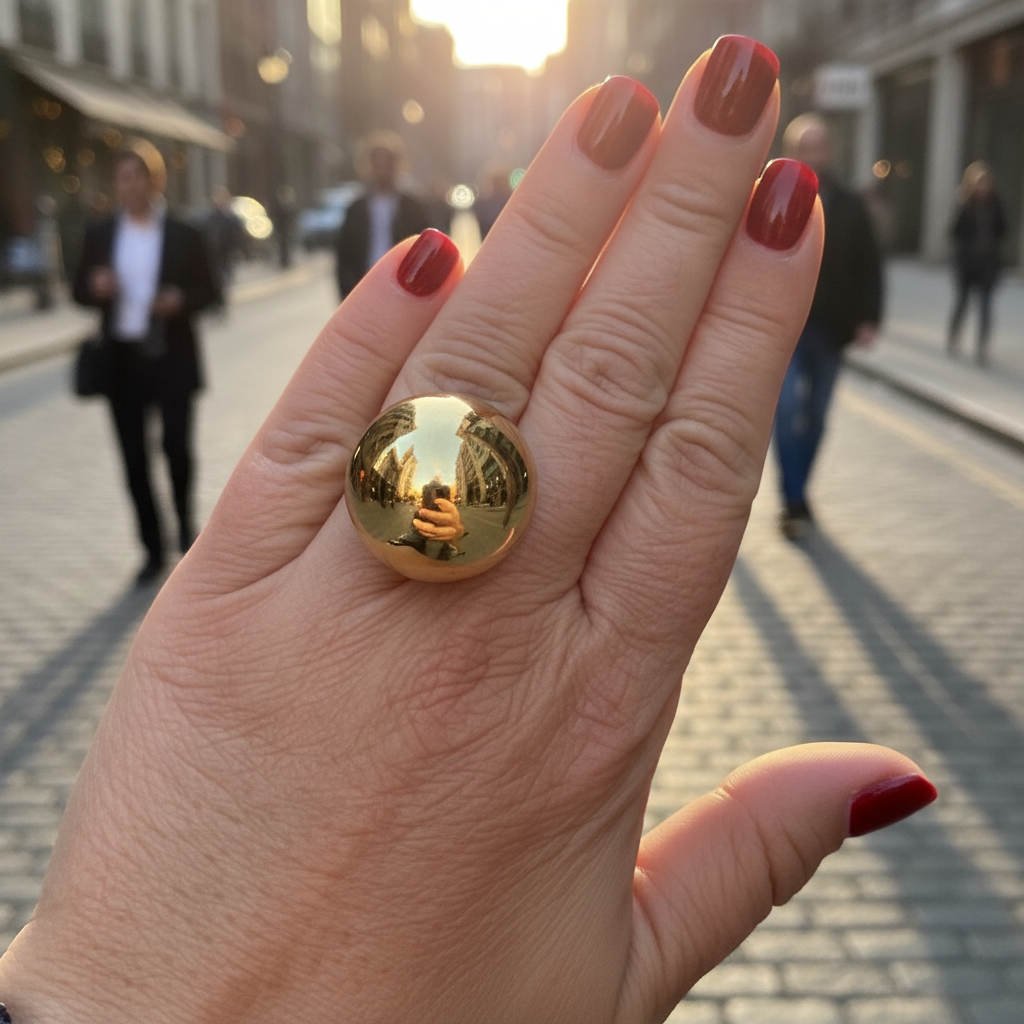 Ball Ring Max 25mm – Ατσάλινο ρυθμιζόμενο δαχτυλίδι με μεγάλη μπίλια