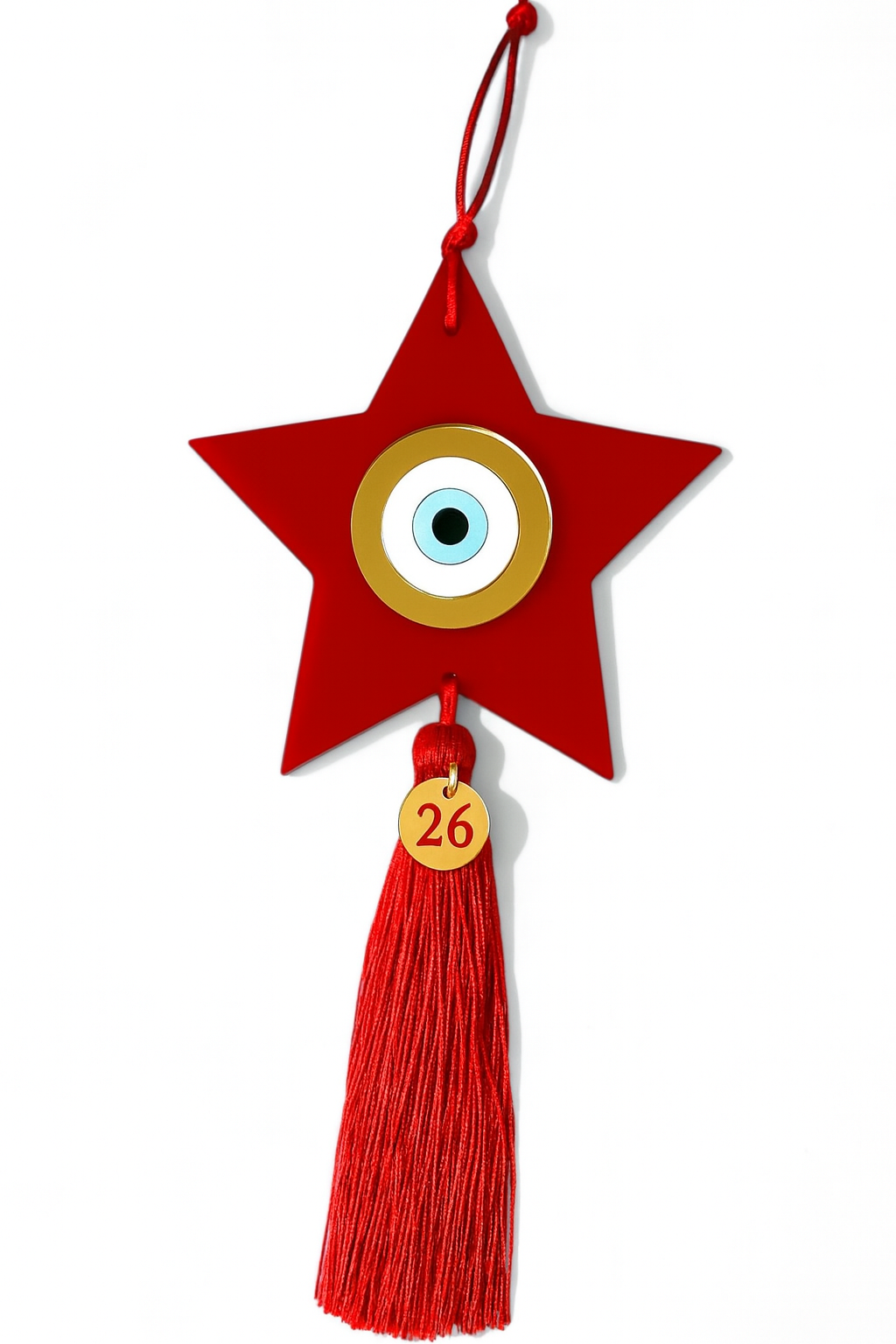 ⭐ Κρεμαστό Γούρι Αστέρι με Μάτι & Φούντα – 2026 - So Cute by Dimi