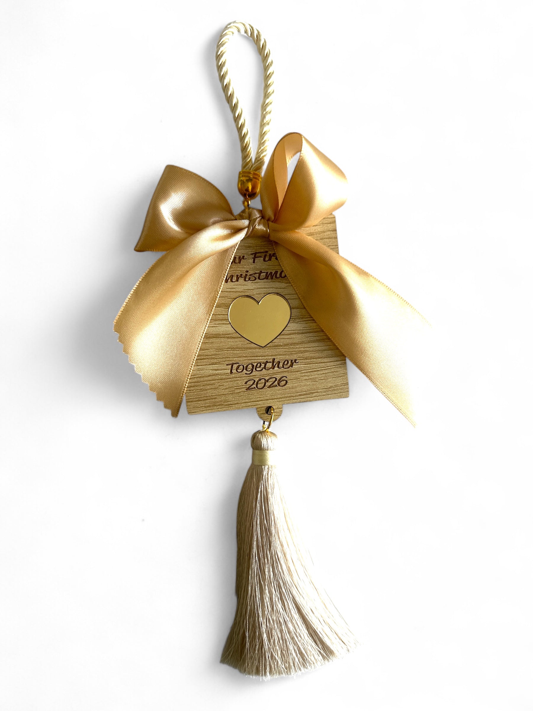 Γούρι Our First Christmas Together με χρυσή καρδιά & φούντα – So Cute by Dimi