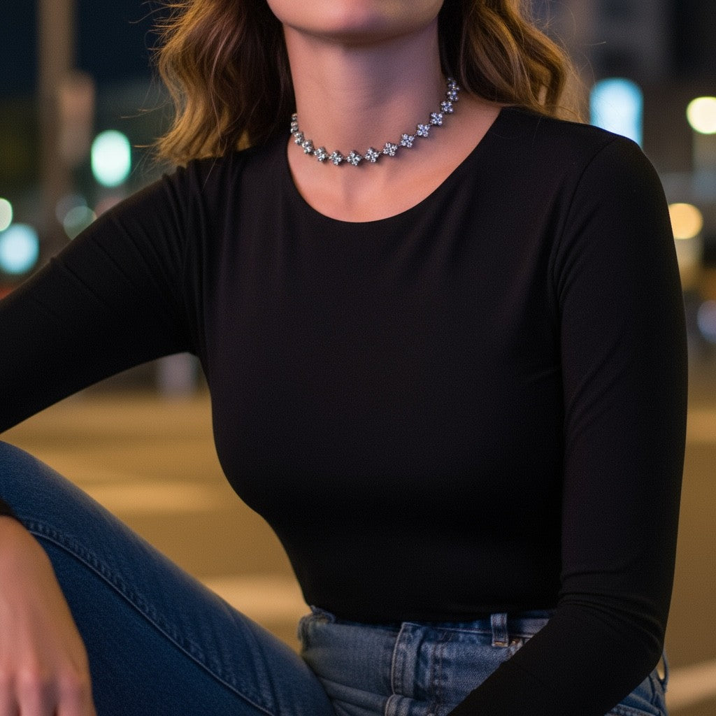 Crystal Cross Choker – Κολιέ Τσόκερ με Σταυρούς Ζιργκόν - So Cute by Dimi