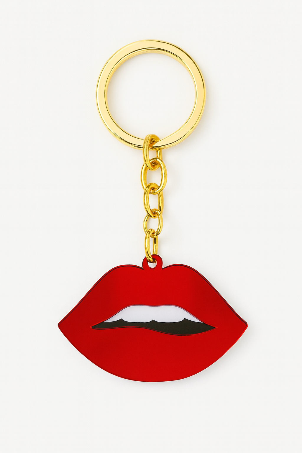 Μπρελόκ χείλη από κόκκινο mirror plexiglass με χρυσό κρίκο – So Cute by Dimi