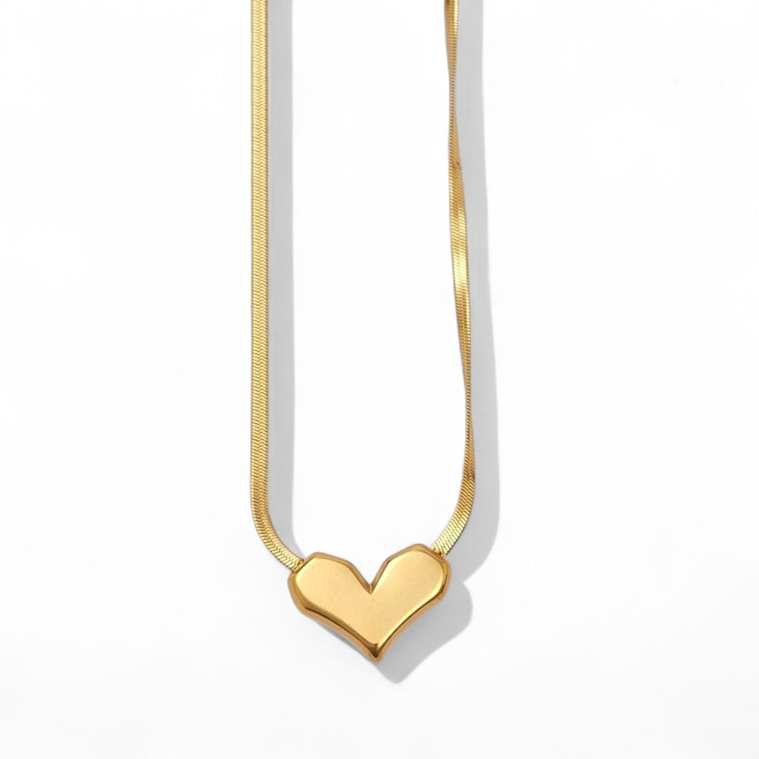 Κολιέ Urban Heart από ανοξείδωτο ατσάλι σε snake chain με καρδιά, χρυσό/ασημί – minimal fashion jewelry – So Cute by Dimi