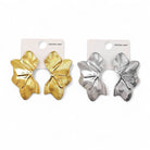 Σκουλαρίκια Ginkgo Shine από ανοξείδωτο ατσάλι σε χρυσό & ασημί, ανάγλυφο φύλλο ginkgo – statement jewelry