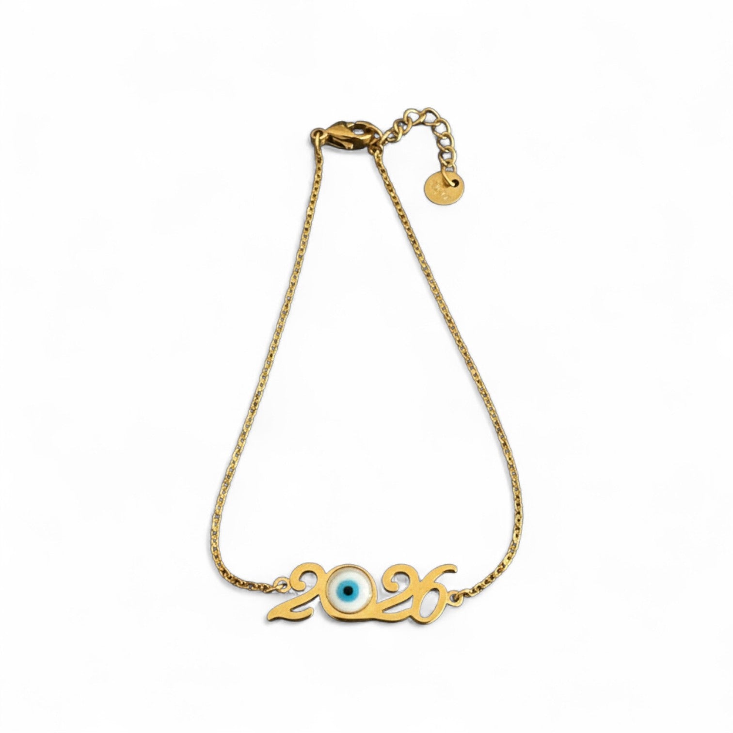 Ατσάλινο βραχιόλι γούρι 2026 με ματάκι – So Cute by Dimi