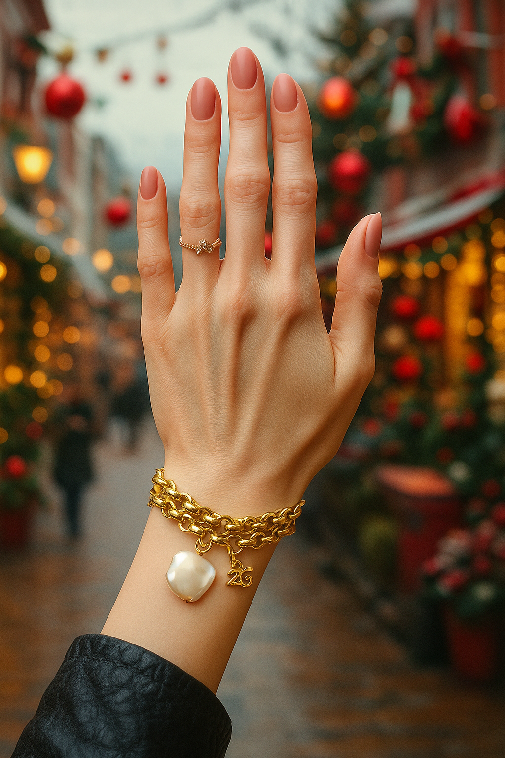 Χειροποίητο βραχιόλι γούρι με ατσάλινη αλυσίδα, πέρλα και μοτίφ 26 – So Cute by Dimi