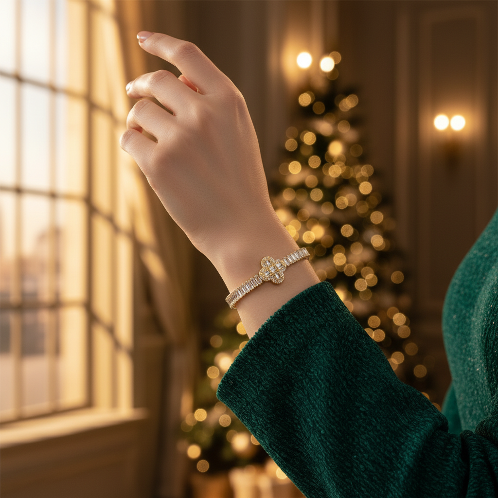 Gold crystal rosette bracelet με premium δέσιμο και micro-crystals – So Cute by Dimi