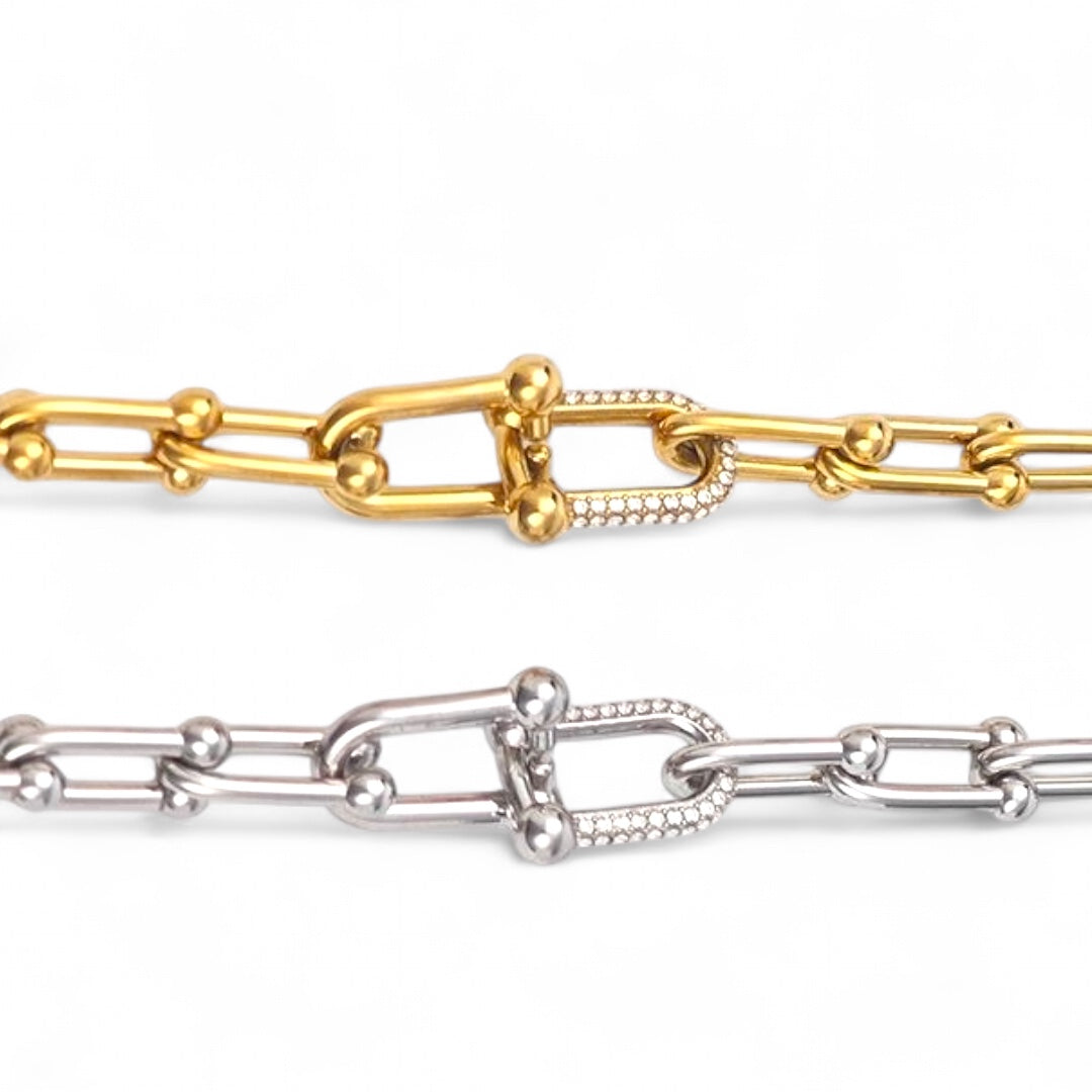 ⚡🚚 Βραχιόλι “Link Luxe” με Αλυσίδα & Ζιργκόν - So Cute by Dimi