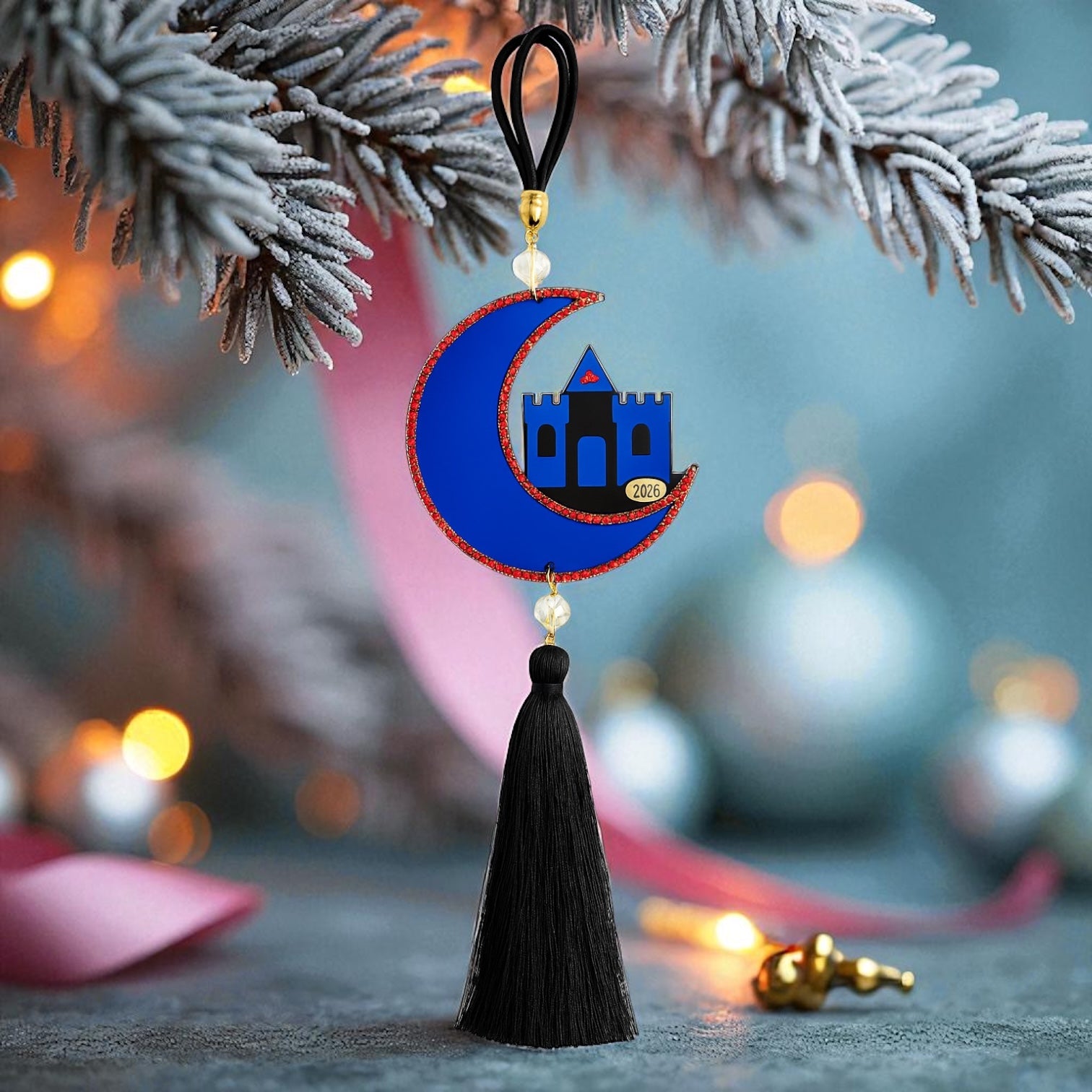 Γούρι 2026 – Moonlit Castle με Κρύσταλλα & Φούντα | Συλλογή Christmas Fairytale - So Cute by Dimi