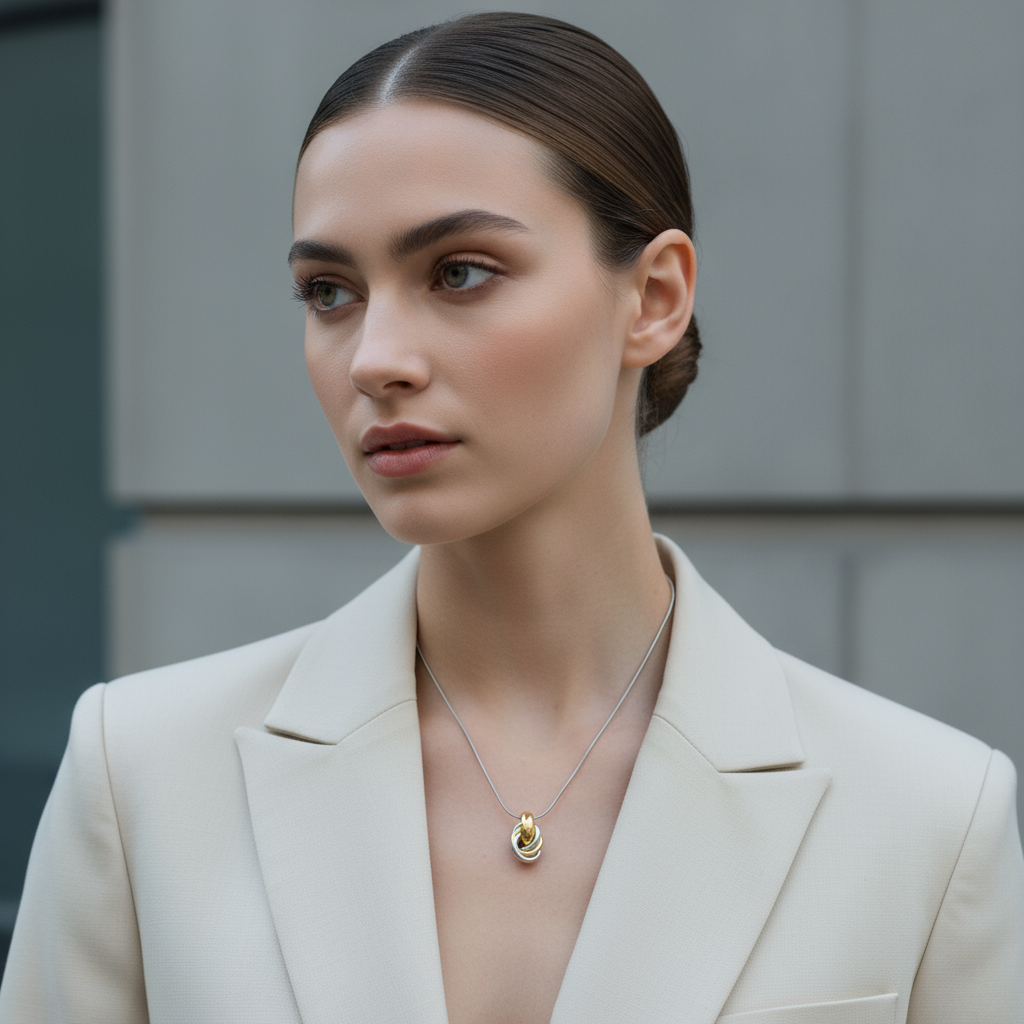 Κολιέ από ατσάλι με twisted κρίκους σε δίχρωμο – So Cute by Dimi