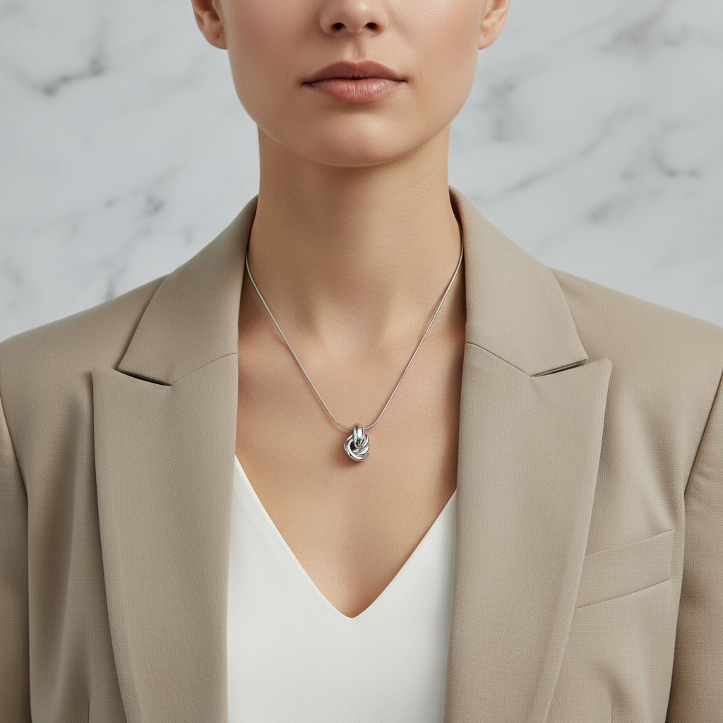 Κολιέ από ατσάλι με twisted κρίκους σε ασημί – So Cute by Dimi