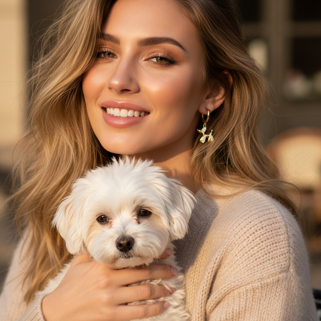 Σκουλαρίκια από ατσάλι σε σχήμα balloon dog με strass, σε χρυσό και ασημί – So Cute by Dimi