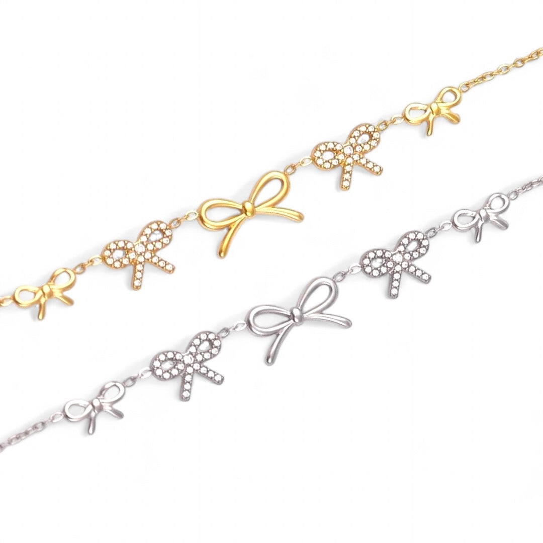 ⚡🚚 Βραχιόλι “Bowtiful” με Μοτίφ Φιόγκου & Ζιργκόν - So Cute by Dimi