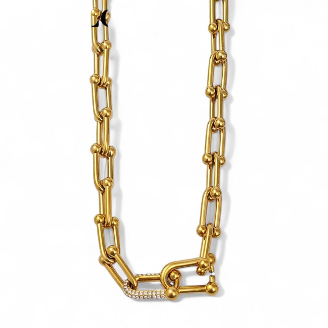 ⚡🚚 Κολιέ “Power Lock” με Αλυσίδα & Ζιργκόν - So Cute by Dimi