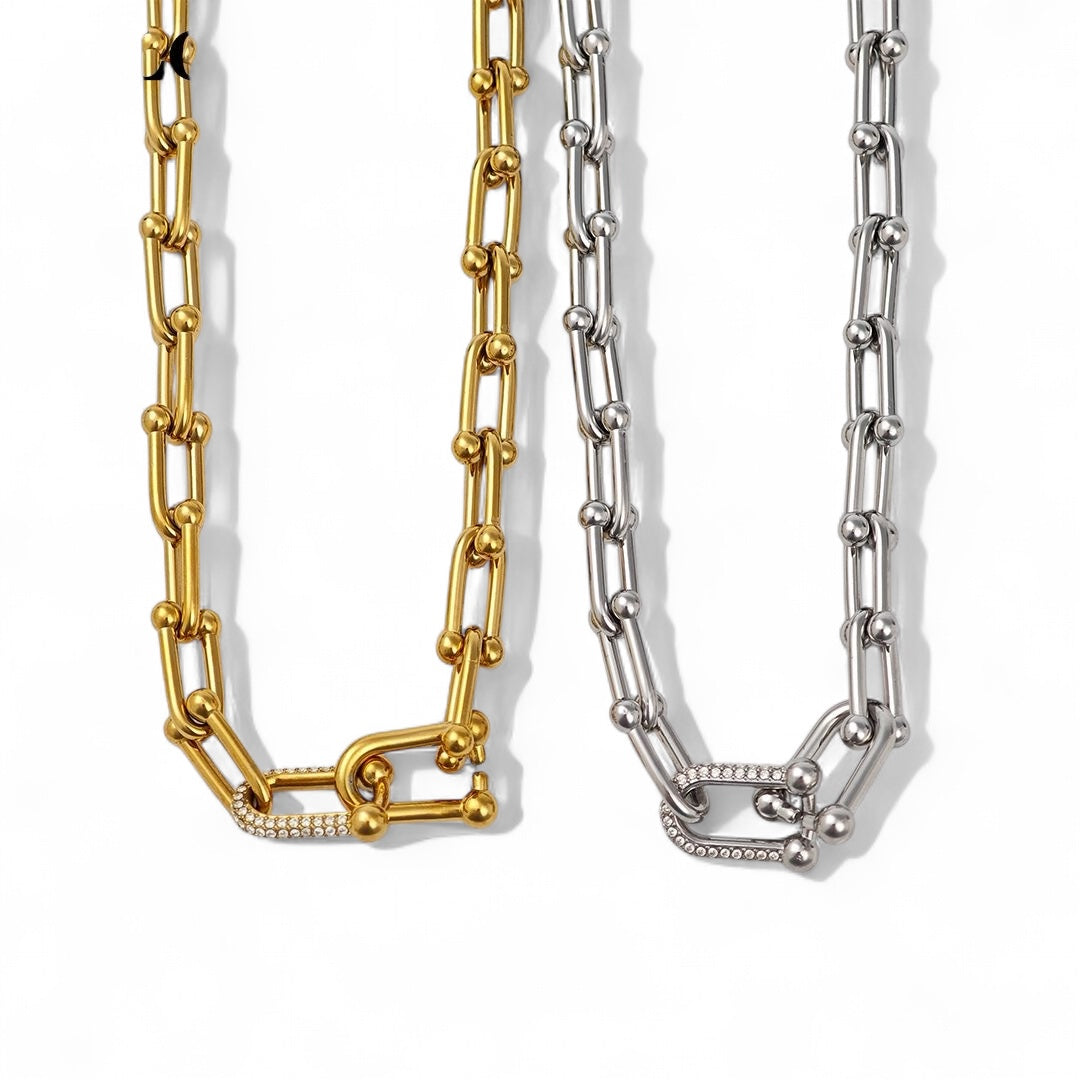 ⚡🚚 Κολιέ “Power Lock” με Αλυσίδα & Ζιργκόν - So Cute by Dimi