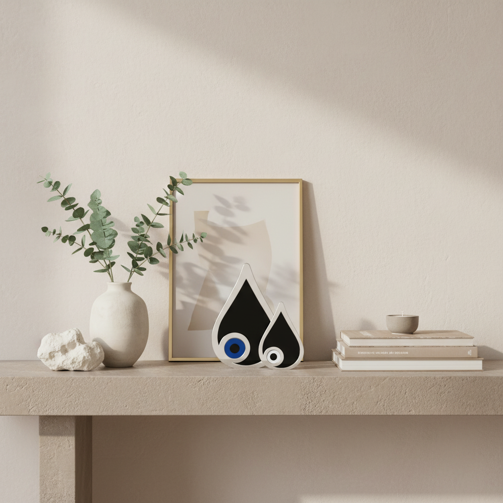 Χειροποίητο γούρι μάτι δάκρυ plexiglass καθρέφτη χρυσό & ασημί με λευκό ή μπλε μάτι – So Cute by Dimi